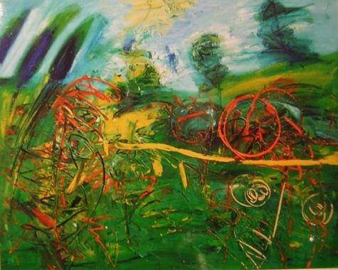 Bild 'Bewegte Landschaft'; Öl auf Leinwand, 2003, Format 80 x 100 cm