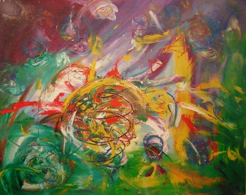 Bild 'dynamit-power'; Öl auf Leinwand, 2002, Format 80 x 100 cm