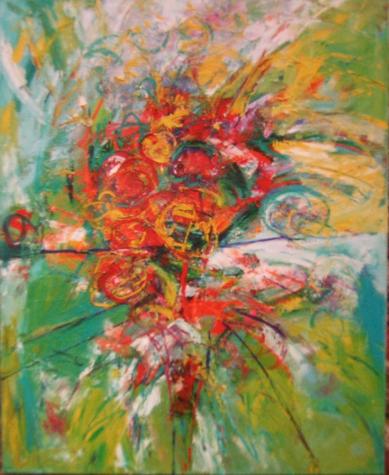 Bild 'Ein Strauß Blumen'; Öl auf Leinwand, 2002, Format 100 x 80 cm