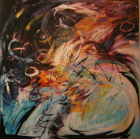 Bild 'movement I'; Öl auf Leinwand, 2001, Format 100 x 100 cm