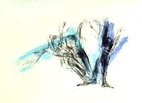 Bild 'Flucht'; Steinlithografie zweifarbig (Irisdruck), 2000, Format 54 x 70 cm; zum Vergrößern bitte hier klicken!
